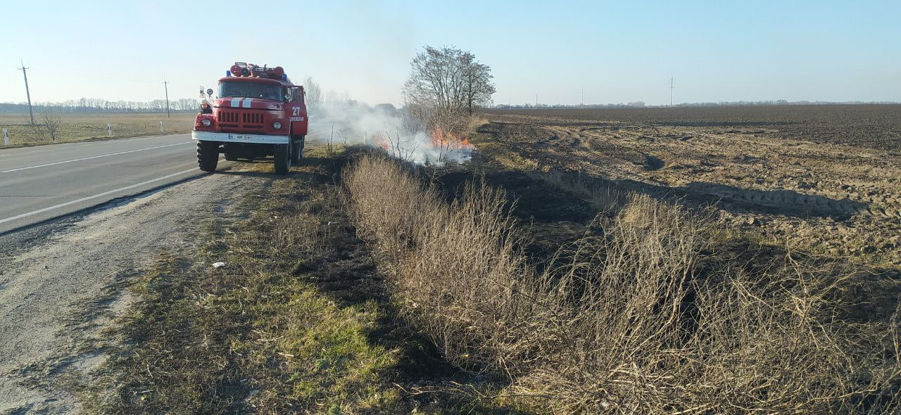 загорання сухої трави поблизу села Циблі